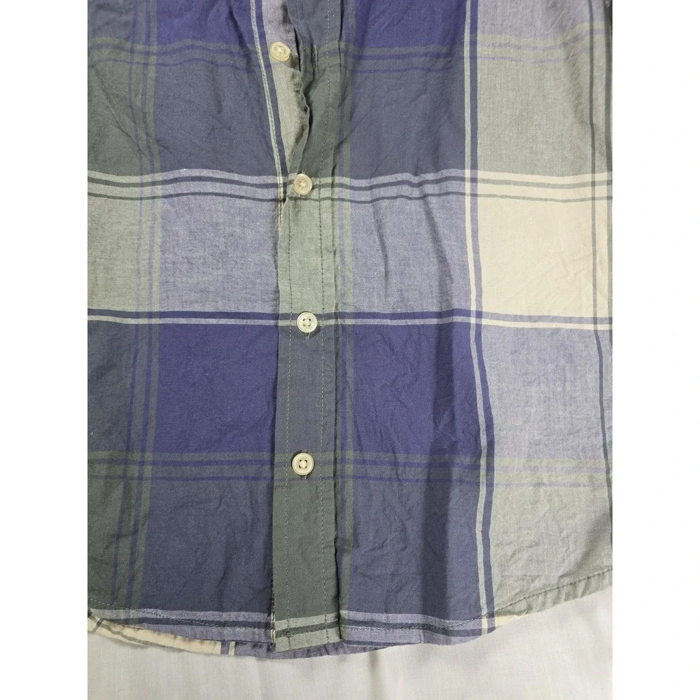 OshKosh‎ B'gosh Shirt Boys 8 Blue Gray Plaid Button Front Long Sleeve Casual